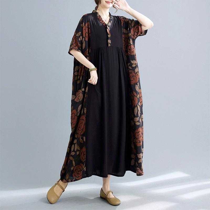 Manica corta Plus size cotone vintage nuovo in abiti da donna casual abito lungo estivo ampio