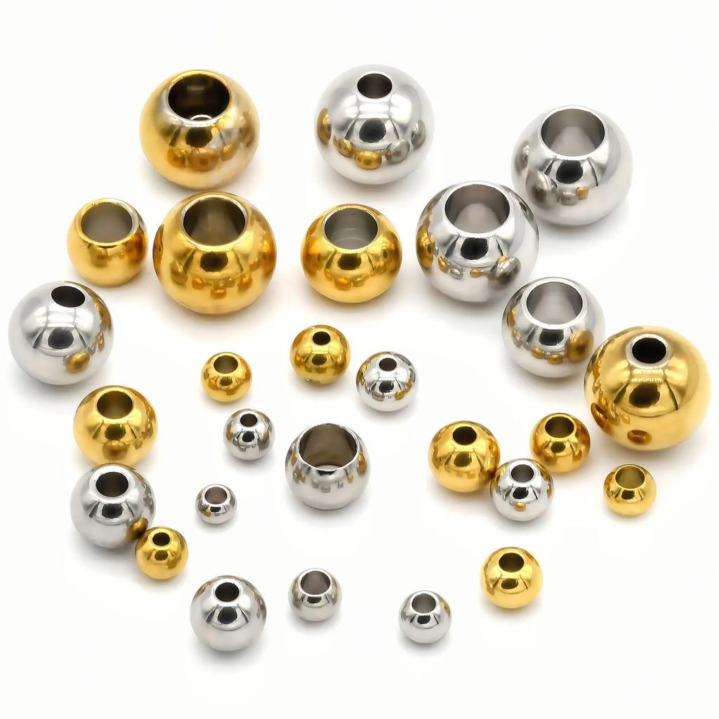 2-12mm Stainless Steel Beads for Jewelry Making Loose Spacer Metal Beads DIY Bracelet Necklace Bracelets High Quality Wholesale