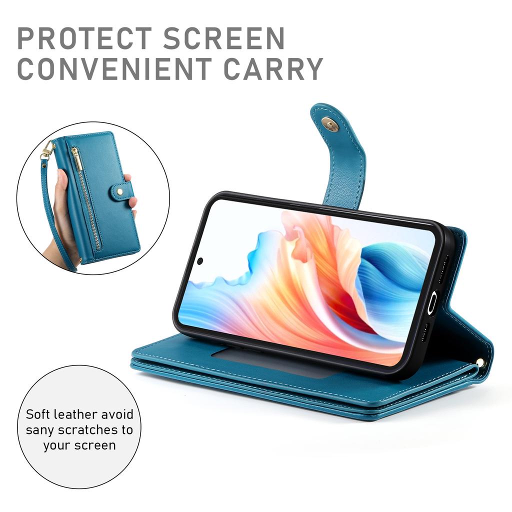 For Realme 15 Pro 5G/15 5G Case Zipper Pocket Wallet Leather Phone Cover with Straps