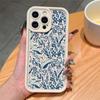 Simple blue line flowers and plants are suitable for Apple 16/15/14 promax mobile phone case 13/12 soft xr/xs anti-drop 11