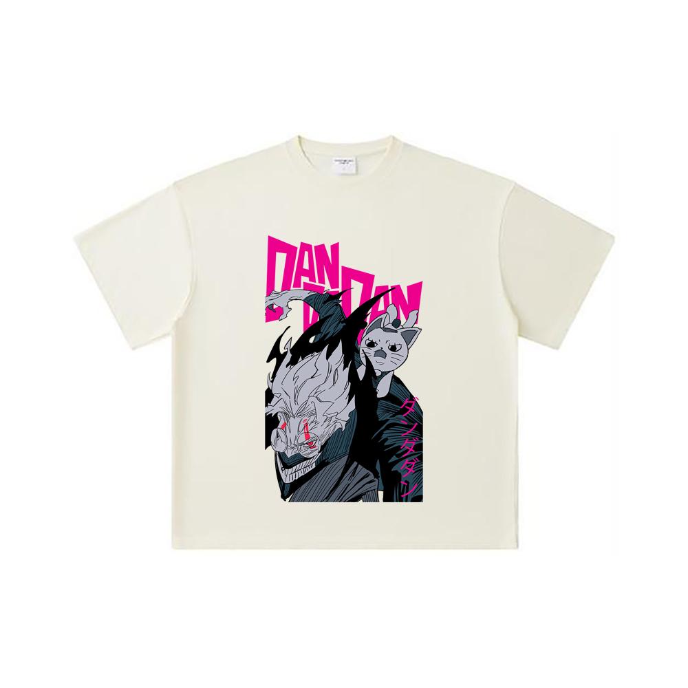 260 GSM Double Yarn 32 Count 100% Cotton Dandadan V37 Okarun Granny Print Unisex Heavy Cotton T Shirt