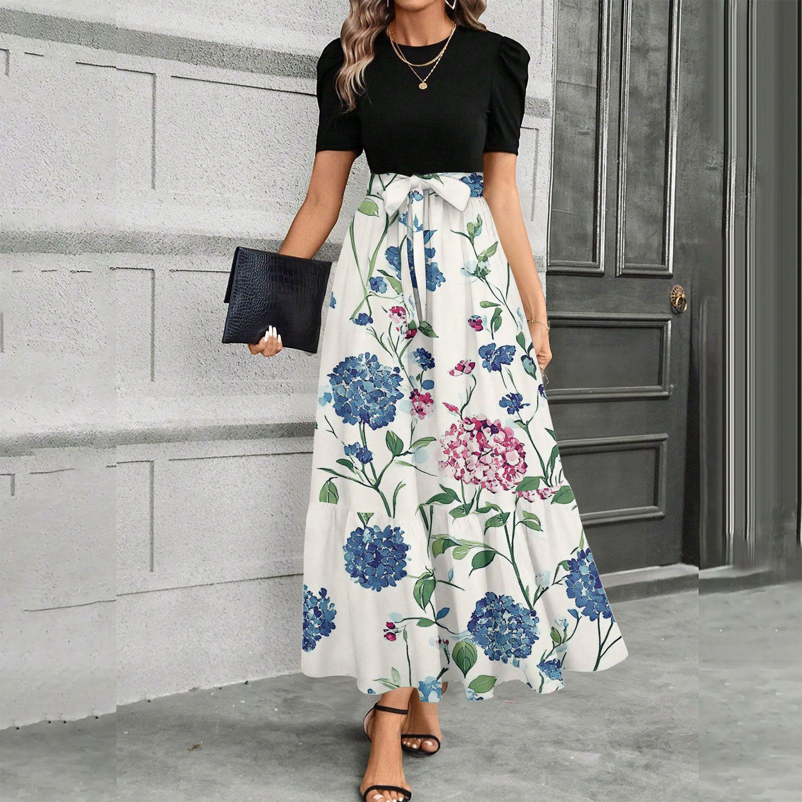 

Short Sleeve Women s Dress Casual Flowy A-Line Midi Tshirt Dresses With Pockets Crewneck Vocation Boho Beach Sundress XL білий