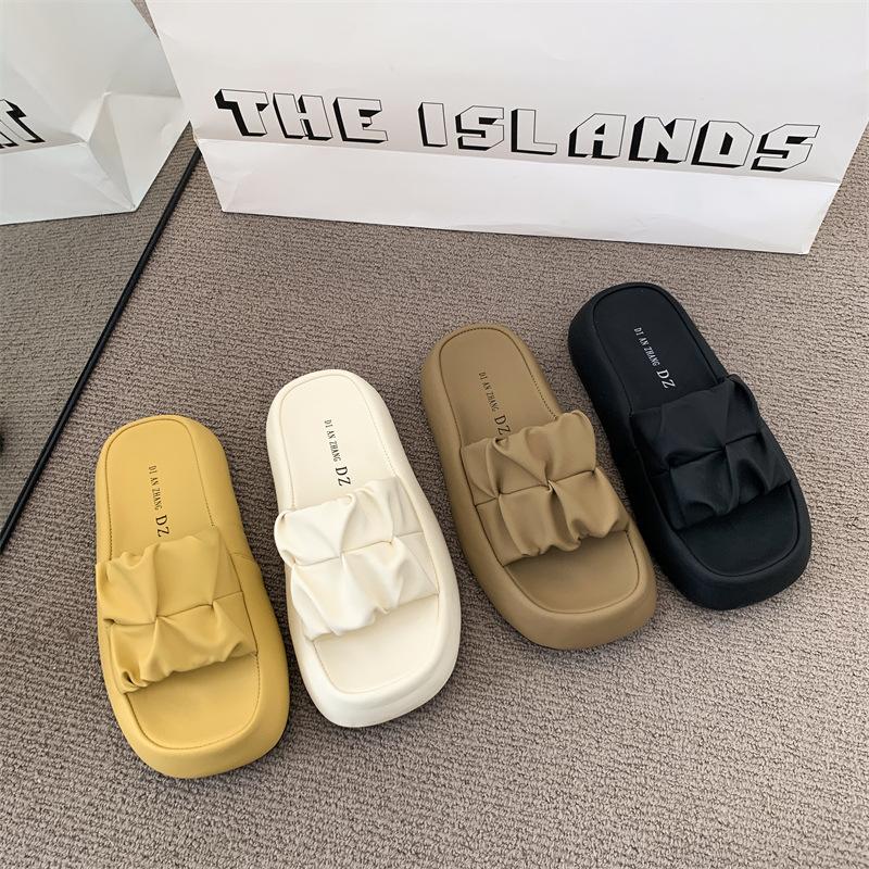 Thick-soled Heightening Cool Slippers for Women's Summer Wear 2025 New Models with Skirts, Beach Sandals, Pregnant Women's Casual One-word Drag