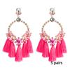 Women's Earring Exaggerated Flowers with Diamonds Tassel Acrylic Earrings Bohemian Temperament Female Earrings