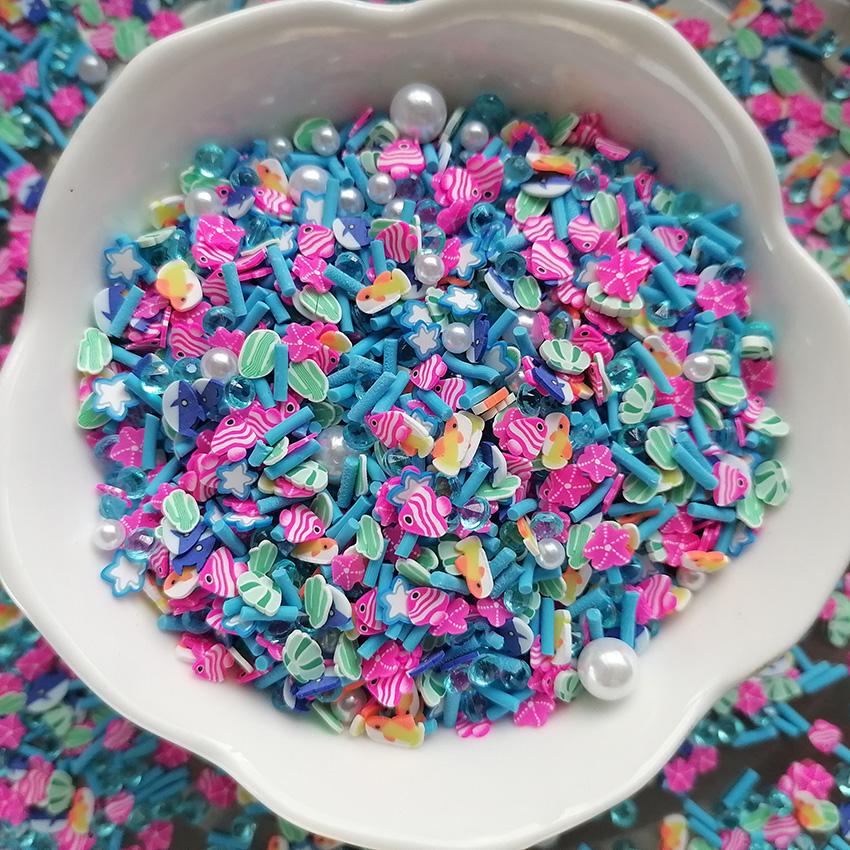 1kg DIY Craft Slime Filler Polymer Clay Slices Sea Animal Shell Starfish Shark Cactus Acrylic Rhinestones Polymer Clay Sprinkles 1kg
