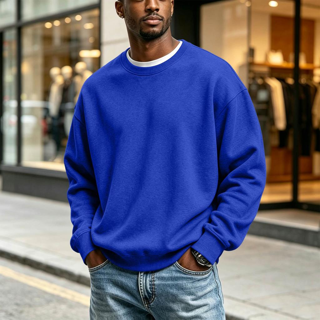 Men's Neck Long Sleeve Loose Fit Sweatshirt for Casual Daily Wear