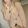 Europäische und amerikanische Frühjahrs-Neuheit, grenzüberschreitende Jacke für Damen, dünner Stil, eleganter einfarbiger Revers-Blazer für Pendlerinnen
