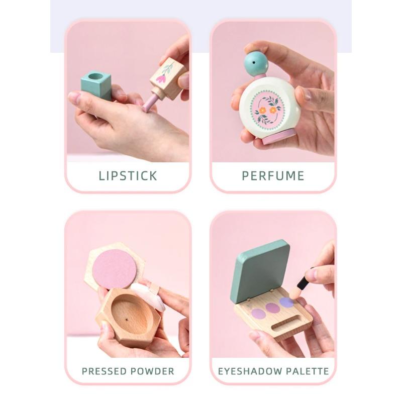 Simulation Wooden Educational Kids Children Cleaning Games Makeup Set Pretend Play Hairdressing Tools Toys for Children Girls