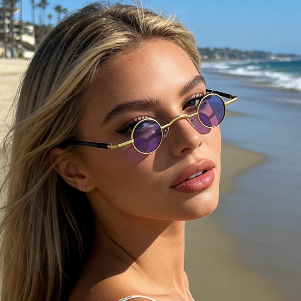 Tiny Round Retro Sunglasses For Men Women Metal Frame UV400 Protection Steampunk Shades For Street Style KJ177
