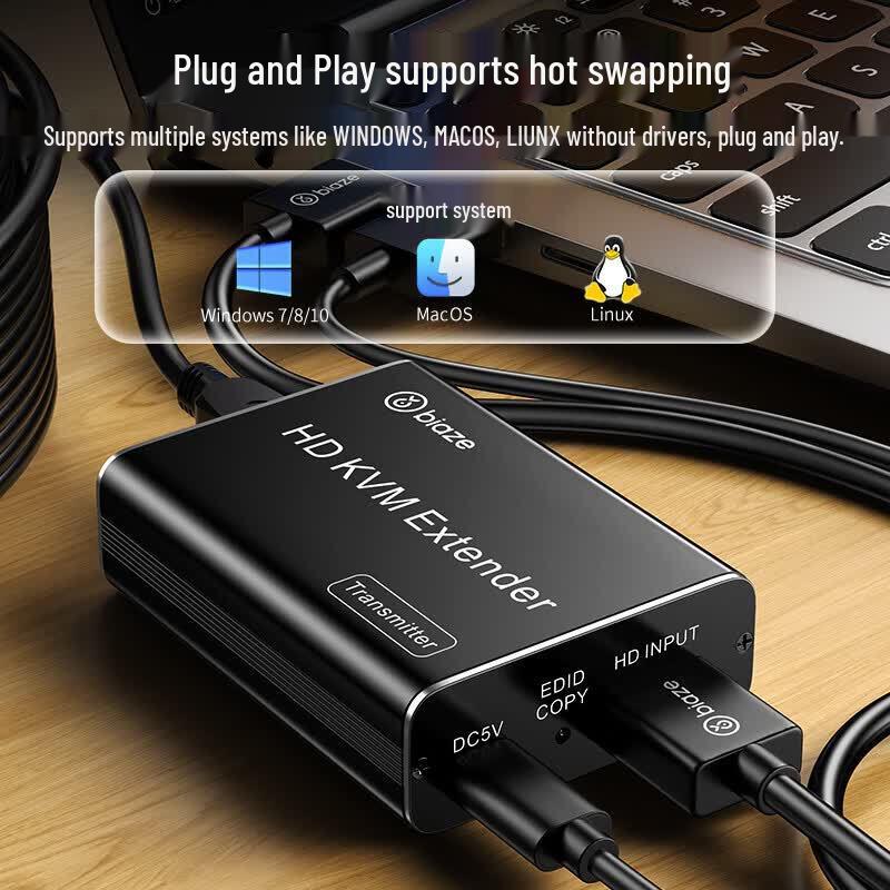 BIAZE 60m HDMI KVM Extender over Single Cat Cable