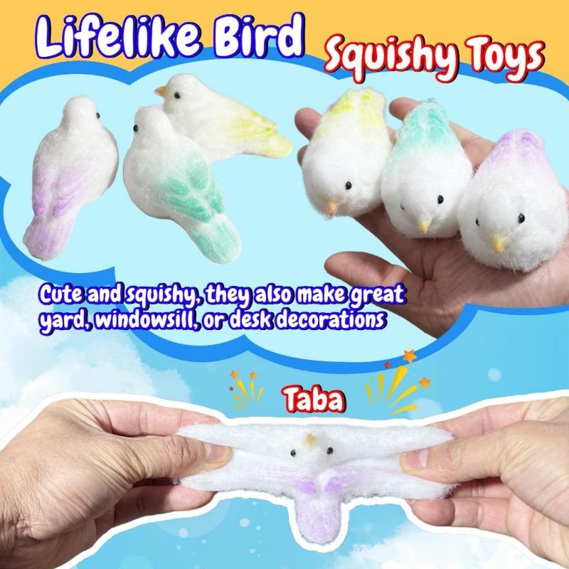 Bird Taba Squeeze Toys,Realistic Bird Animal Squishy Toys, Soft Squishy Fidget Toys, Stress Relief Sensory Toys, Fidget Toys Adults Kids