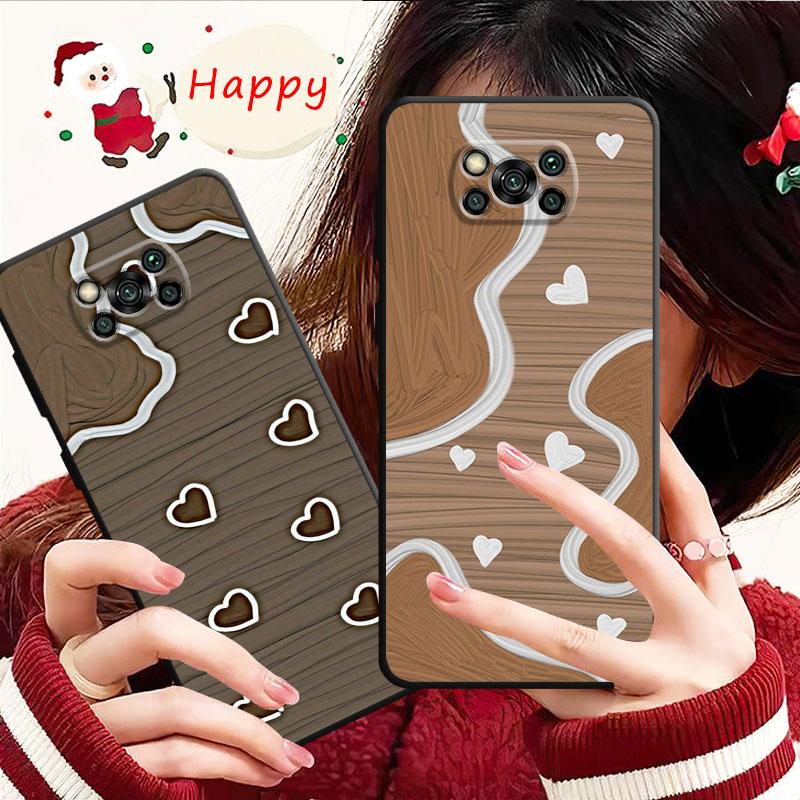 Pouzdro pro Xiaomi Poco X3 Nfc X4pro M3 C40 pro Mi 12 11 10 10t 8 Note10 Lite 11ultra 11t F1 Fashion Brown Love Wood Grain Texture