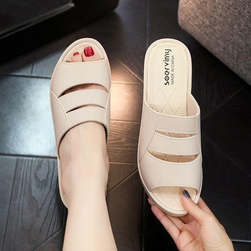 2025 Women’s Summer Non-Slip Thick-Sole Wedge Heel Slippers - Fashionable, Height-Boosting Bathroom Sandals