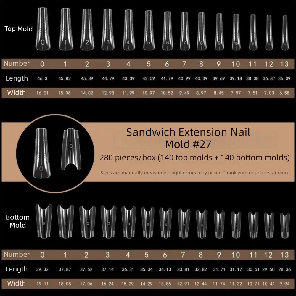 140/280pcs Reusable Nail Extension Forms Square Oval Coffin Nail Molds Manicure Tools