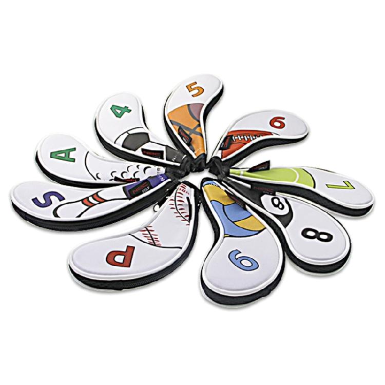 9pcs Golf Iron Head Protective Cover with Zipper Waterproof Golf Iron Head Cover Golf Accessories Gift for Golfers