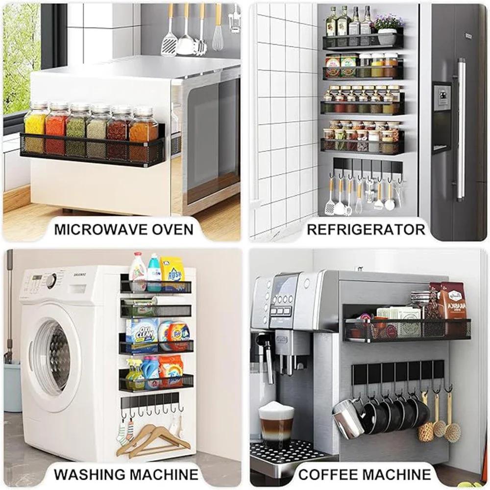 Shelf Spice Rack Magnetic Kitchen Organizer Removable Powerful Magnetic Shelf No Drilling Needed for Holding Jars Refrigerator