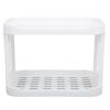 Double Layer Desktop Storage Rack Large Capacity Fence Design White Cosmetics Desktop Plastic Storag
