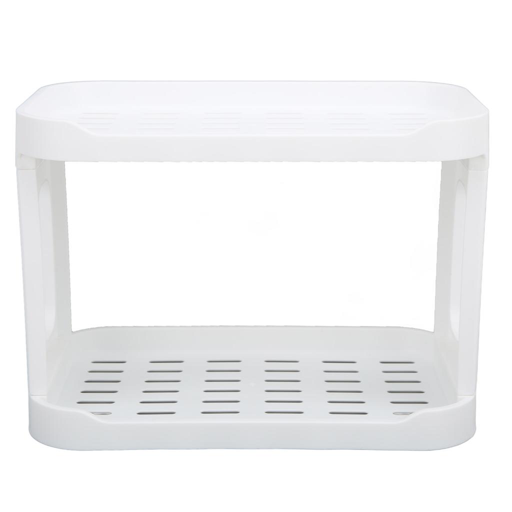 Double Layer Desktop Storage Rack Large Capacity Fence Design White Cosmetics Desktop Plastic Storag