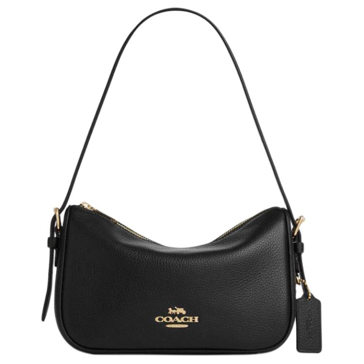 Coach Women's Black Kailey 23 Logo Zip Closure Leather Tote Shoulder Bag Medium Bags Cy707-Imblk