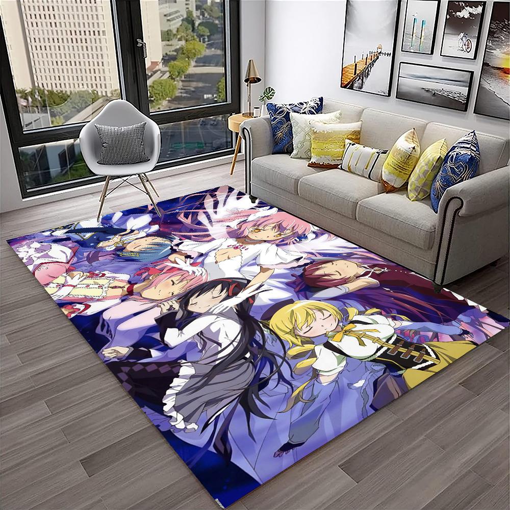 3D Cartoon Puella Magi Madoka Magica Carpet Rug for Home Living Room Bedroom Sofa Doormat Decor,kids Area Rug Non-slip Floor Mat