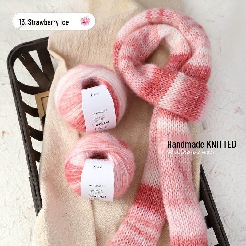 Silk Gradient Rainbow Mohair Yarn Pack for Hand-knitted Scarf/Shawl