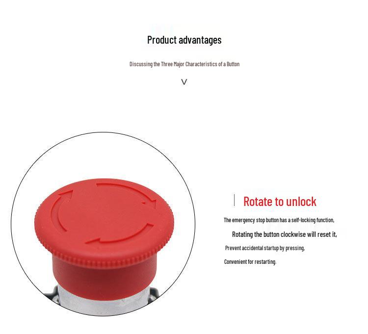 LA155P-BS542 Emergency Stop Button Switch, Thickened Copper Parts, Silver Contacts, 22MM Hole