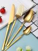 12/24/36pcs Stainless Steel Tableware Set, Including Knife and Fork, Luxurious Gold Waist, Suitable for Holiday Restaurants.