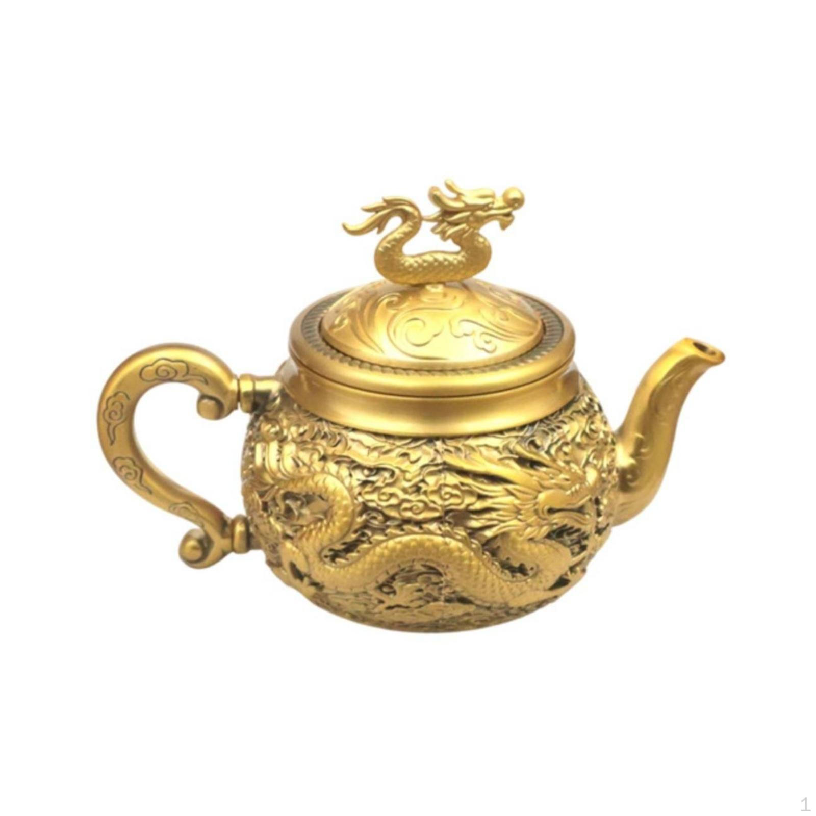 Brass Teapot Ornate with Dragon Lid