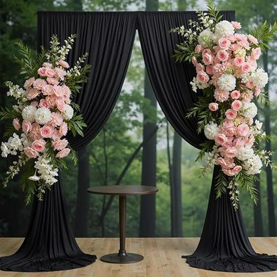 Wedding Stretch Fabric Rod Pocket Curtain for Scenic Decor