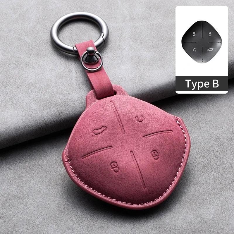 Étui de Protection en Cuir pour Clé de Voiture à 4 Boutons pour Chery Jetour Traveller 2024 2023 Coque de Clé Auto Porte-Clés