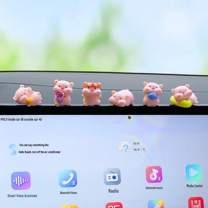 

Sleepy Pig Doll Car Ornament for Center Console Decoration