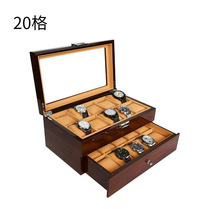 Hochwertige Holz-Uhren-Displaybox mit Mehrfachfächern für 3 bis 20 Uhren, Mahagoni-Finish, Personalisierbare Gravur