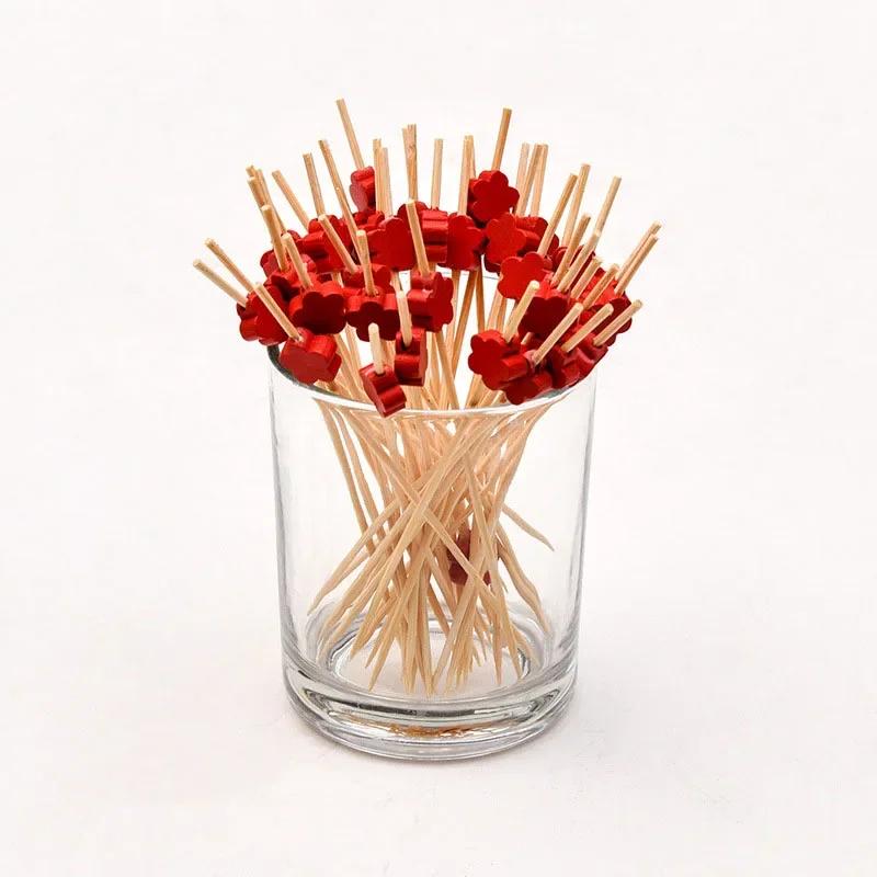 100PCS  Fruit Stick Bamboo Pick Buffet Cupcake Fruit Fork Party Dessert Salad Stick Cocktail Skewer For Wedding Decor
