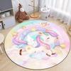 Rosa Einhorn Runder Teppich Wohnzimmer Sofadekor Teppich Kinderzimmer Kinderspielmatte Kinderzimmer Nachttisch Bodenmatte Flur Rutschfester Teppich