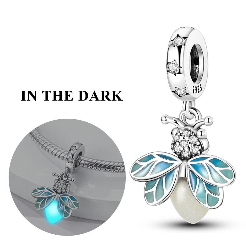 Silber Dekorative Anhänger Perlen Elemente Leuchtende Glühwürmchen Schmetterling Biene Kolibri Anhänger Dekorationen Für Armband Stil Armreif Damen Schmuck Kreation