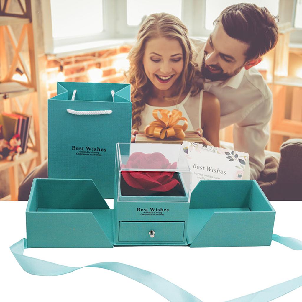 Rosas Artificiales Eternas Con Collar Gifts Box, Ose Gifts Box For Women, Valentine's Day Decor