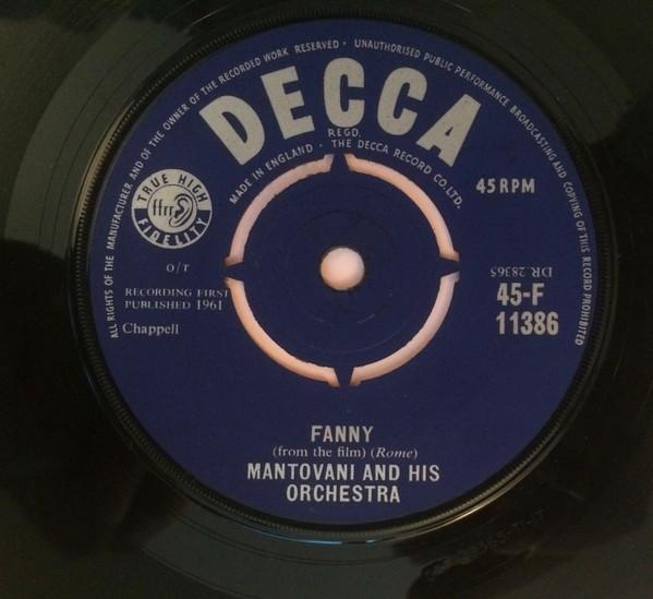 7inch Record MANTOVANI - Fanny 45F11386 Decca - UK Soundtracks & Musicals Used
