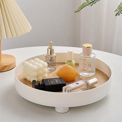 Nordic Round Coffee Table Tray for Ornaments, Aromatherapy, Perfume, and Cosmetics Storage.