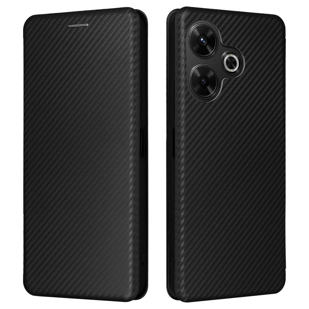 Dla Xiaomi Redmi 13 5G/13 4G/Note 13R 5G Etui na telefon Skóra o teksturze włókna węglowego Pokrowiec ze stojakiem