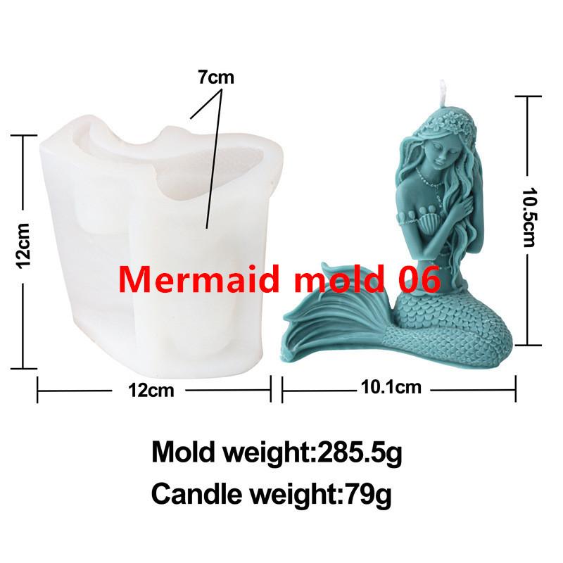 

3D Sleeping Shell Mermaid Silicone Candle Mold DIY Handicrafts Sculpture Multi-form Mermaid Home decoration Gift