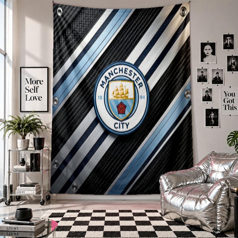 Arazzo da parete Manchester City Decorazione per la casa Tessuto da appendere a parete per camera da letto Soggiorno Sfondo