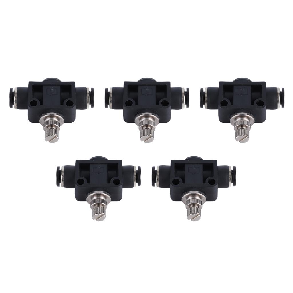 5 Stück Pneumatisches Drosselventil Langlebiges PVC Druckfestigkeit Anschlusszubehör 10mm