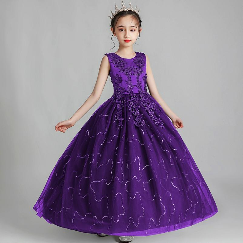 Girls Dress Dress Sleeveless Mesh Performance Host Princess Dress