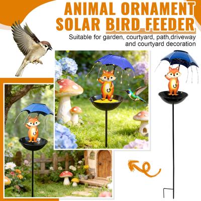 Solar Bird Feeder Garden Decor, Outdoor Solar Lights With Umbrella, Feeder Decorative Path Lights Yard Art Ornament Bird Feeder