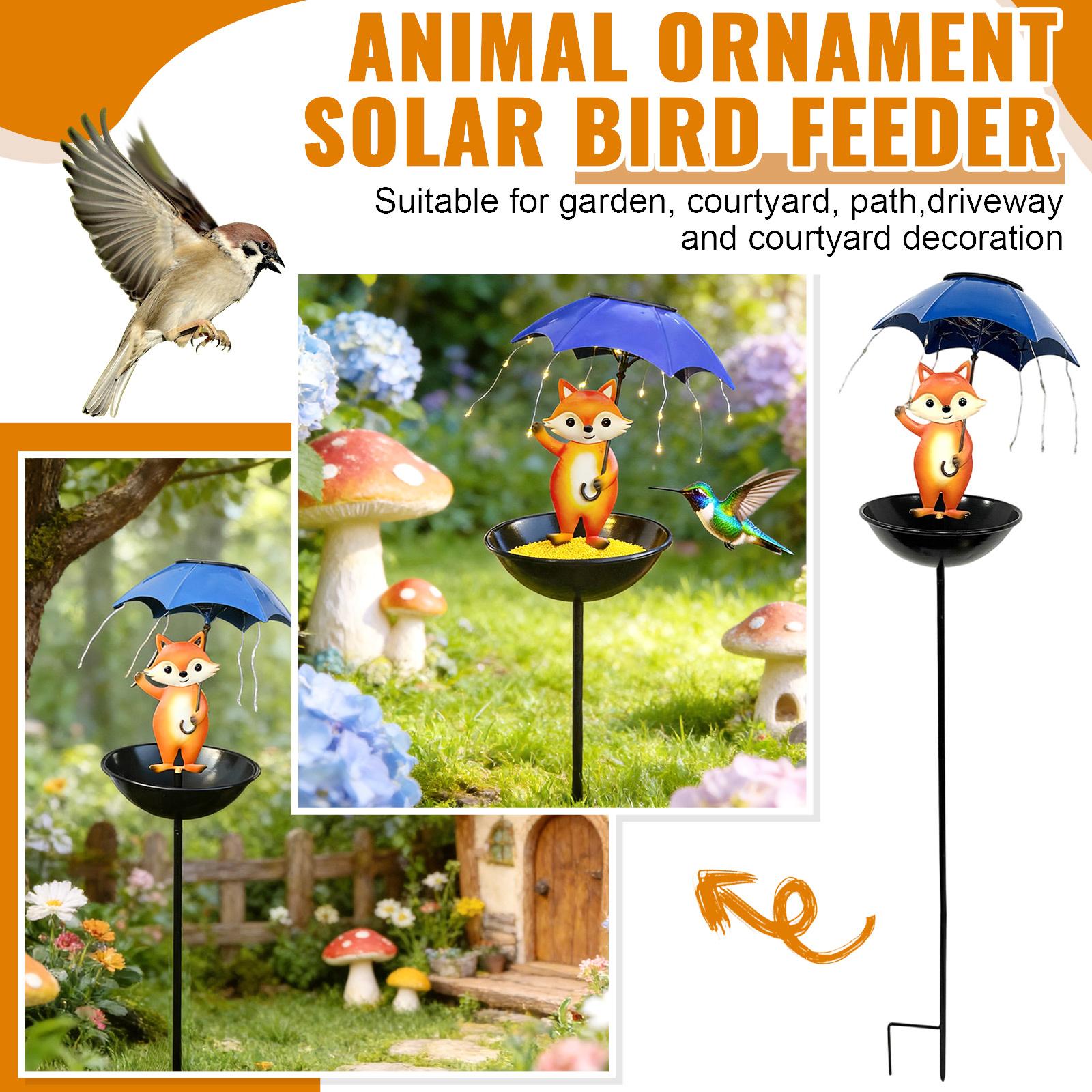 

Solar Bird Feeder Garden Decor, Outdoor Solar Lights With Umbrella, Feeder Decorative Path Lights Yard Art Ornament Bird Feeder One Size