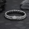 Flat Cuban Chain 11mm Oval String Ring Cuban Diamond Chain Full Diamond T Square Zircon Men's Bracelet Necklace Cuban