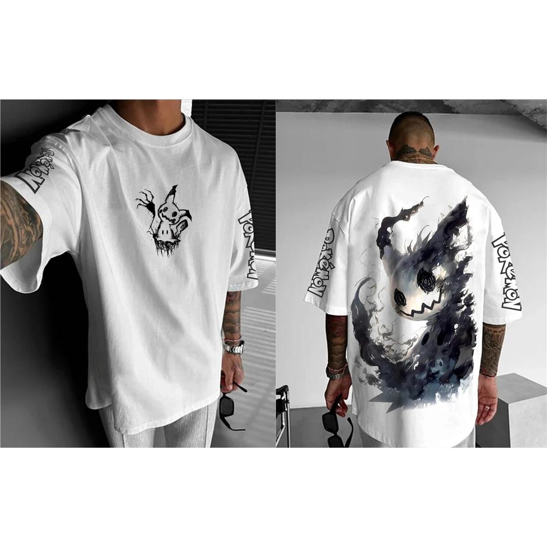 Покемон Японский Аниме Мерч Мимикью Бульбазавр Футболка с коротким рукавом Покемон Летняя Мужская Мода Дышащая Спортивная 4XL