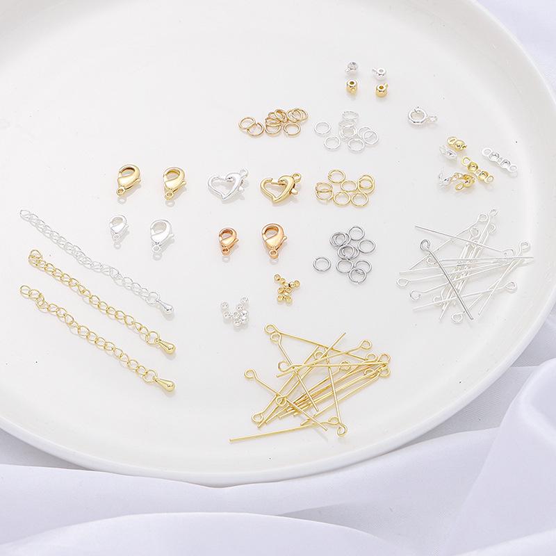 14/18K Gold-Filled Lobster Clasp End Cap & 9-Pin Jump Ring Extension Chain for DIY Jewelry