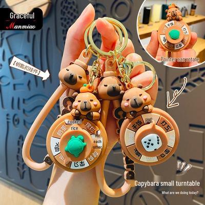 Capybara Cartoon Spinner Light-Up Keychain Doll - Cute Couple Bag Charm Gift