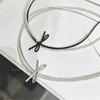 Bow Beaded Necklace Bowknot Pendant Choker Double Layer Neckchain Women Jewelry